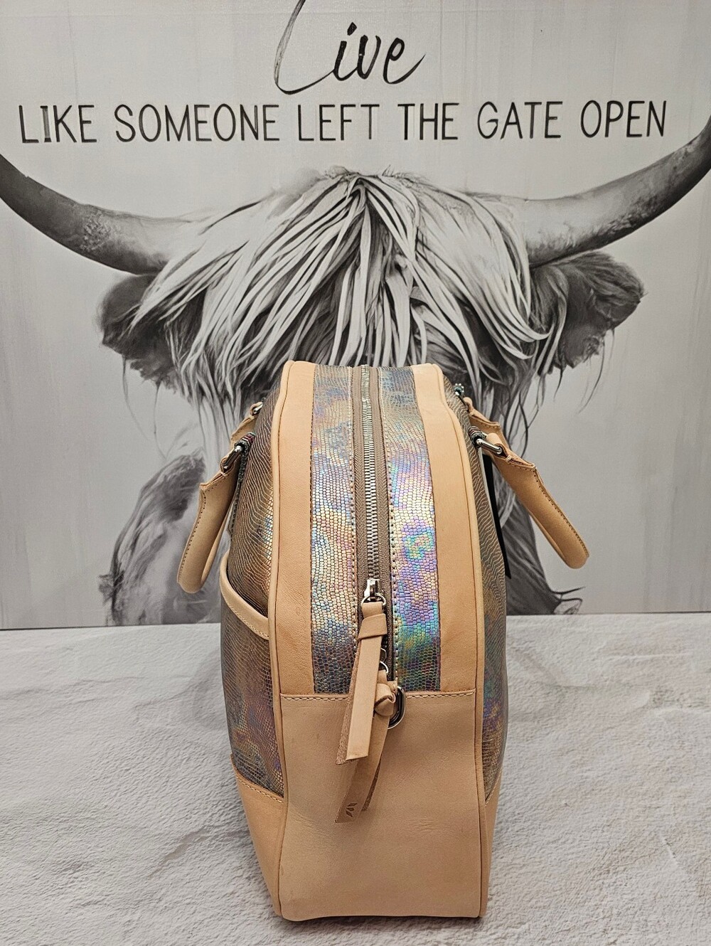 Consuela Gloria Commuter Tote NWT Iridescent Leather Work Travel Bag - Picture 3 of 16